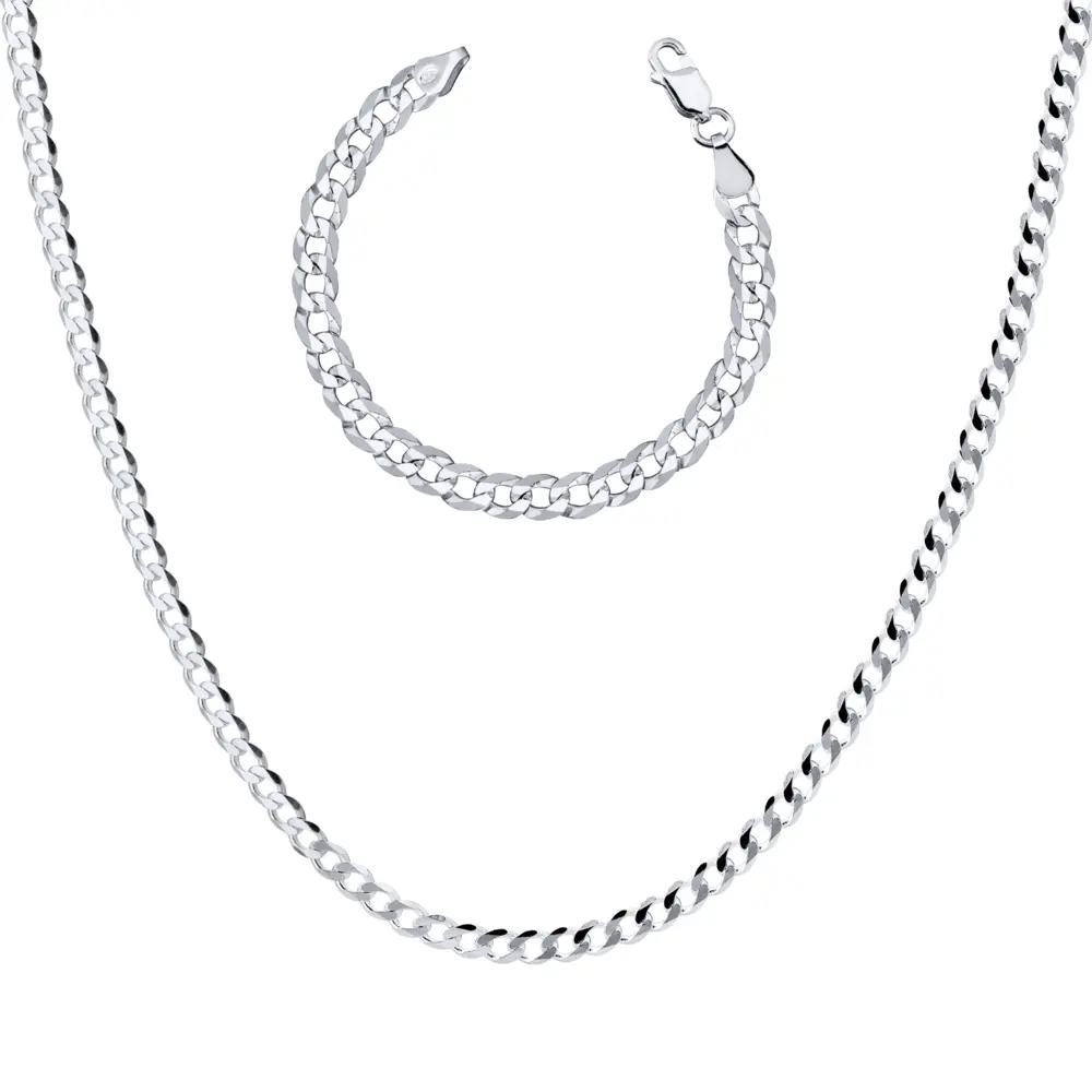 Conjunto Prata Masculino Grumet 7mm