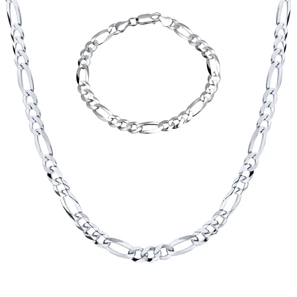 Conjunto Prata Masculino Figaro 5mm