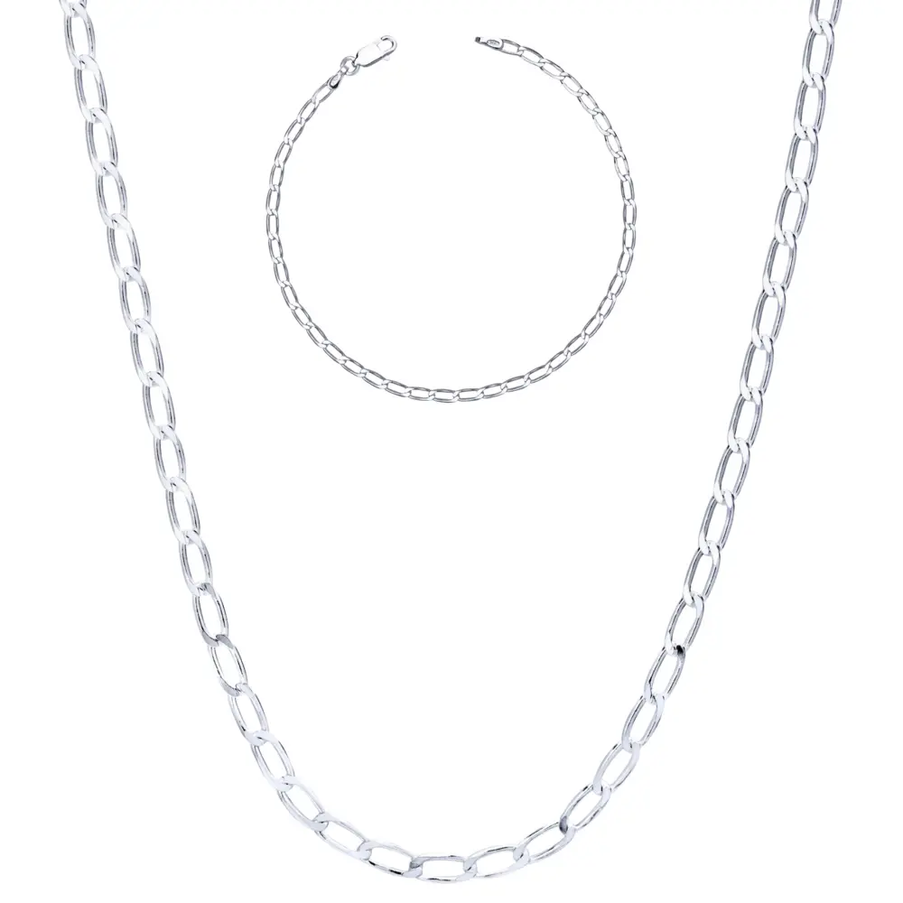 Conjunto Prata Masculino Elos Iguais 2mm