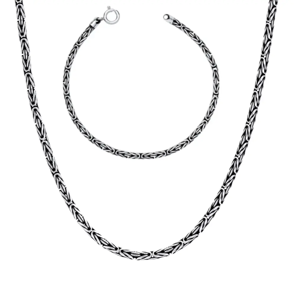 Conjunto Prata Bali Masculino 3mm