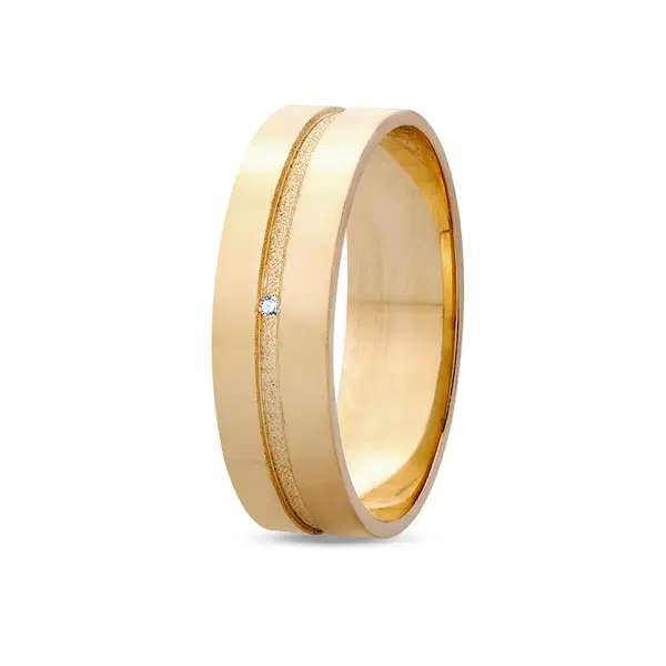 Aliança De Compromisso Enigma do Amor Com Brilhante - Ouro 18K