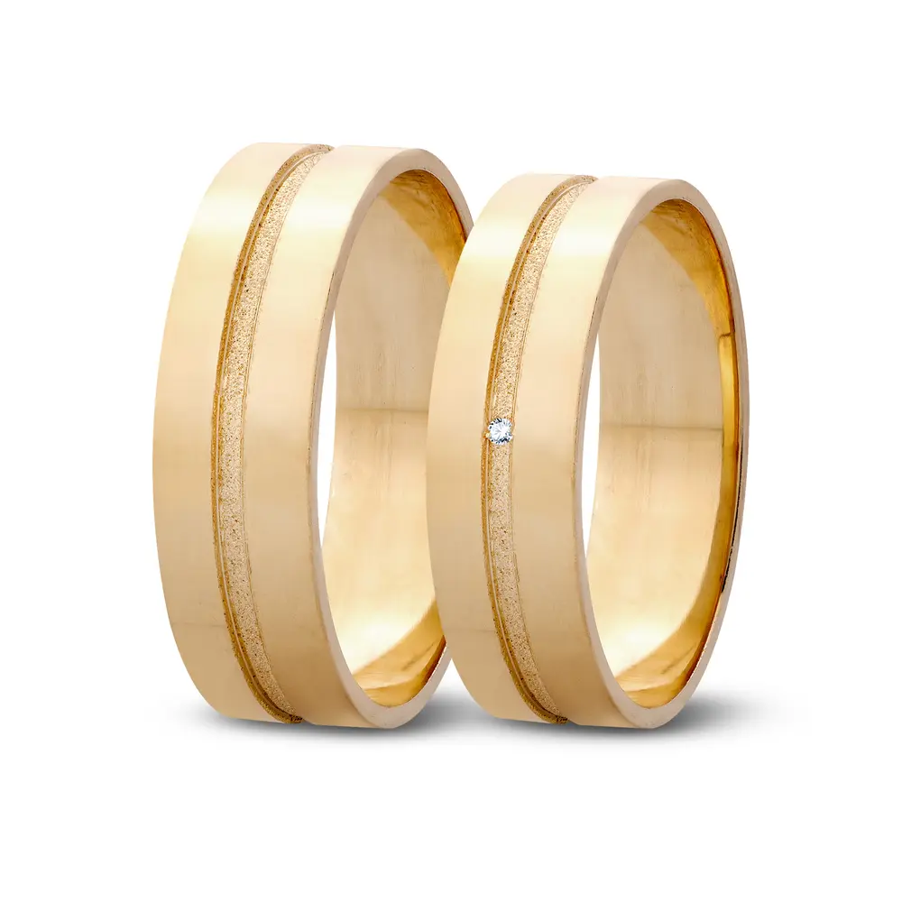 Par de Alianças De Compromisso Enigma Do Amor com e Sem Brilhante - Ouro 18k