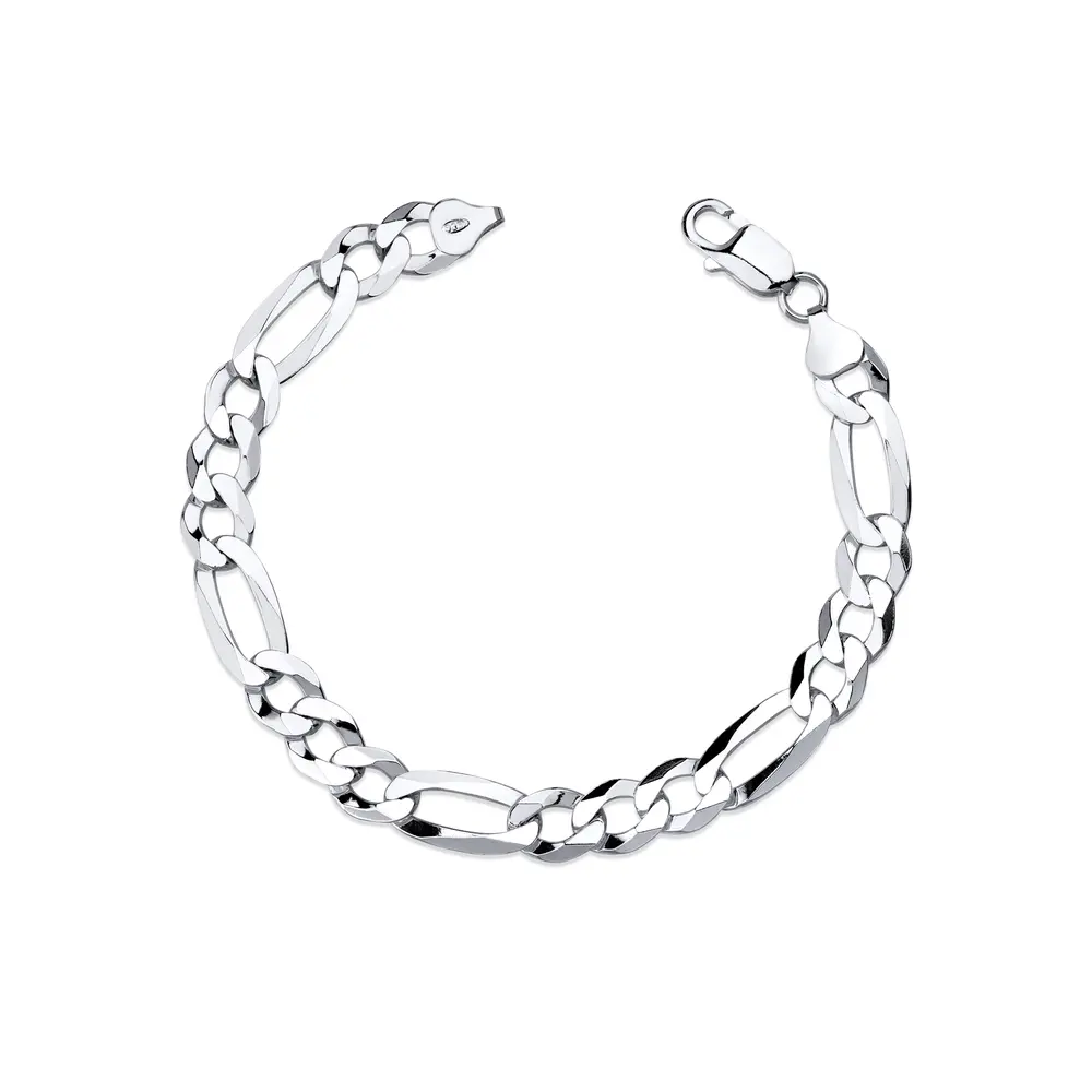 Pulseira Prata Masculina Fígaro  21Cm