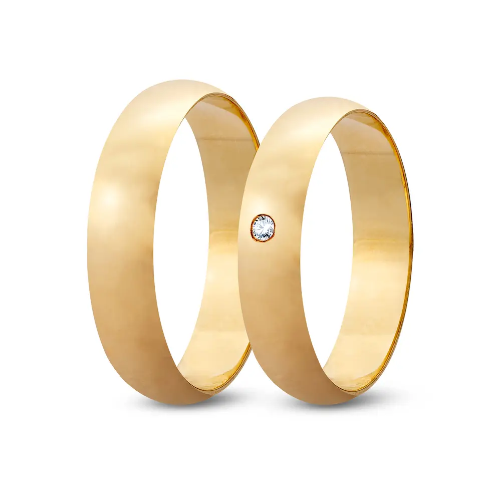 Par de Alianças De Compromisso Eternos Namorados Com e Sem Brilhante - Ouro 18K