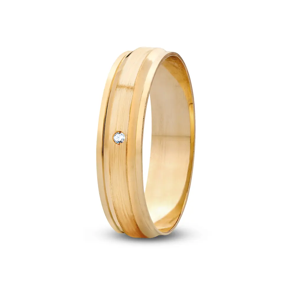 Aliança De Compromisso Sua Voz Com Brilhante - Ouro 18K