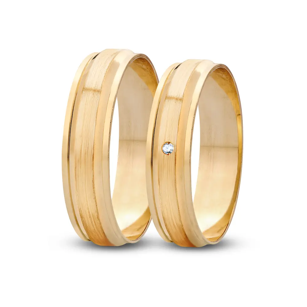 Par de Alianças De Compromisso Sua Voz Com e Sem Brilhante - Ouro 18K