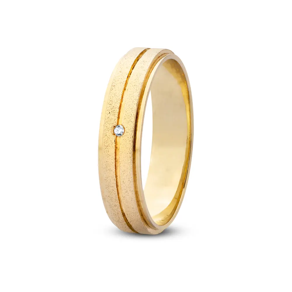 Aliança De Compromisso Mistério Com Brilhante - Ouro 18K