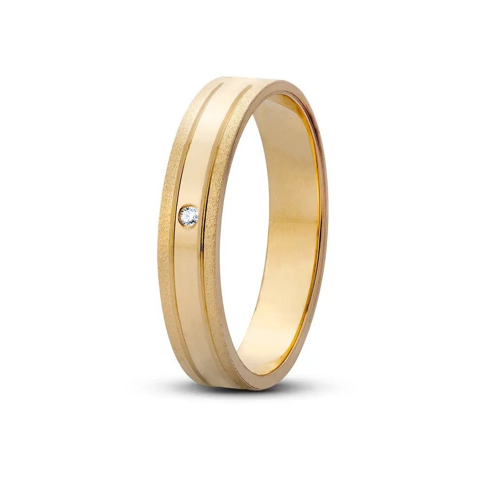 Aliança De Compromisso Encontro Com Brilhante - Ouro 18K