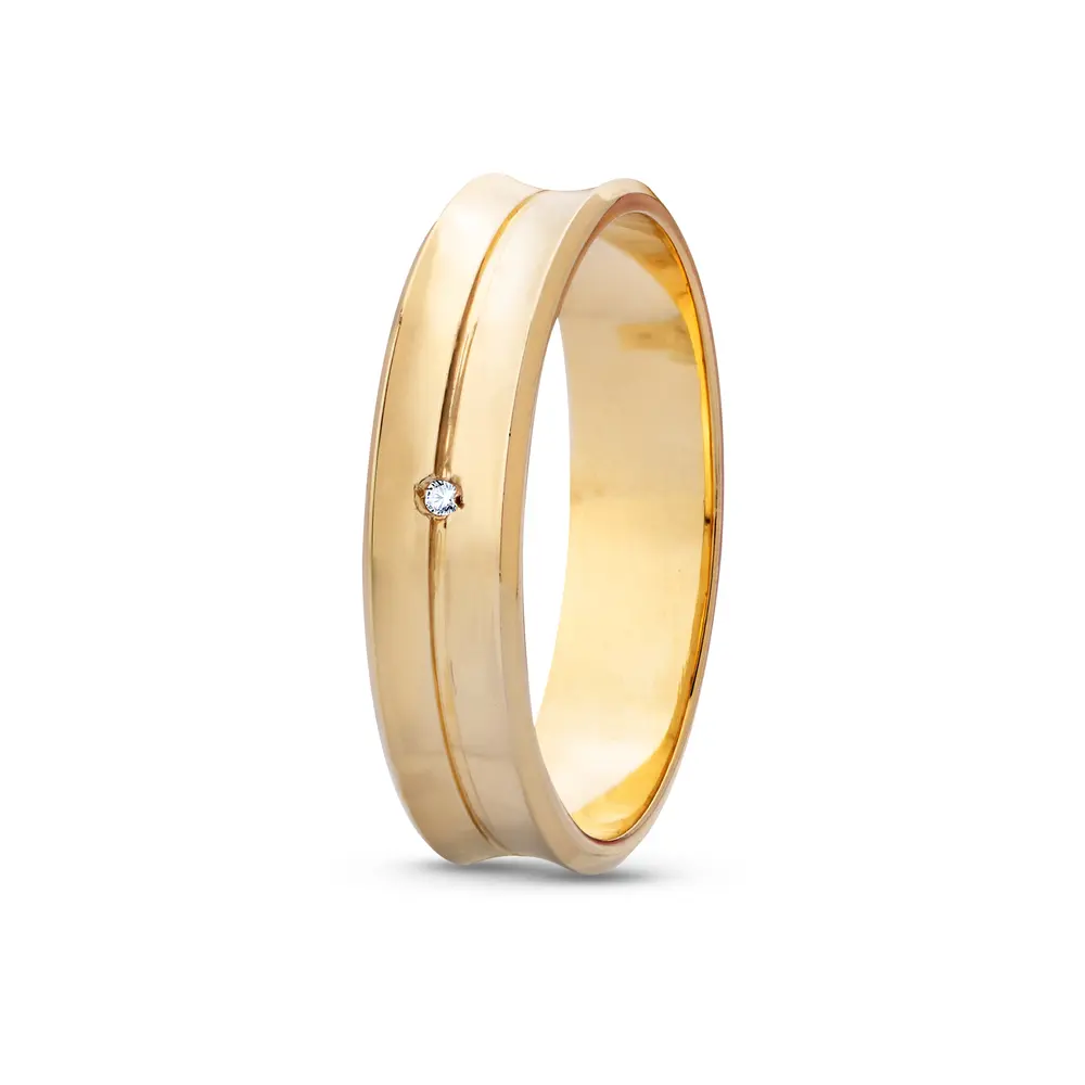 Aliança De Compromisso Mais Que Perfeito Com Brilhante - Ouro 18K