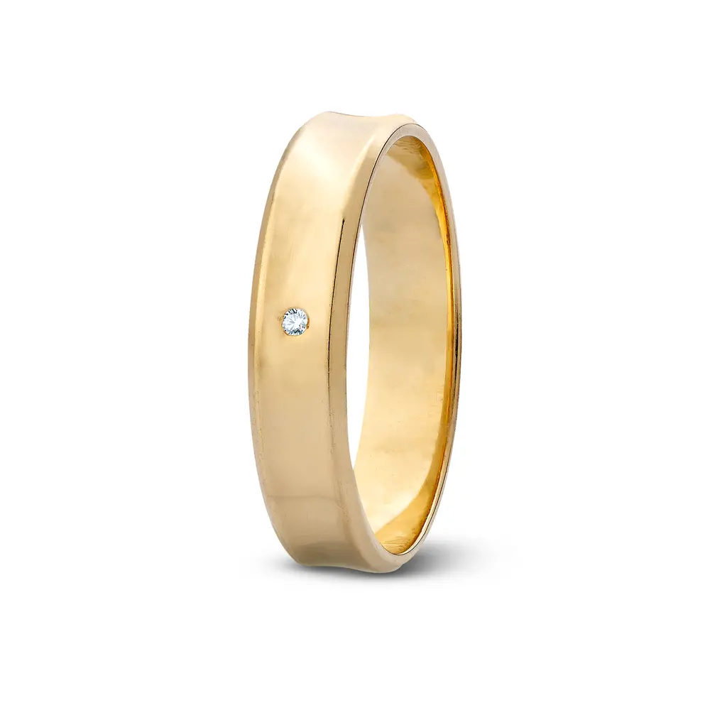 Aliança De Compromisso A Dois Com Brilhante - Ouro 18K