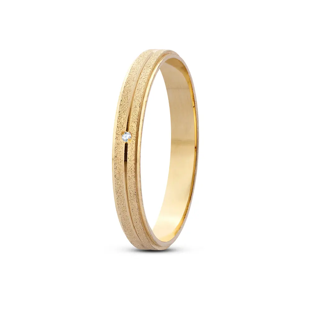 Aliança De Compromisso Canção Com Brilhante - Ouro 18K