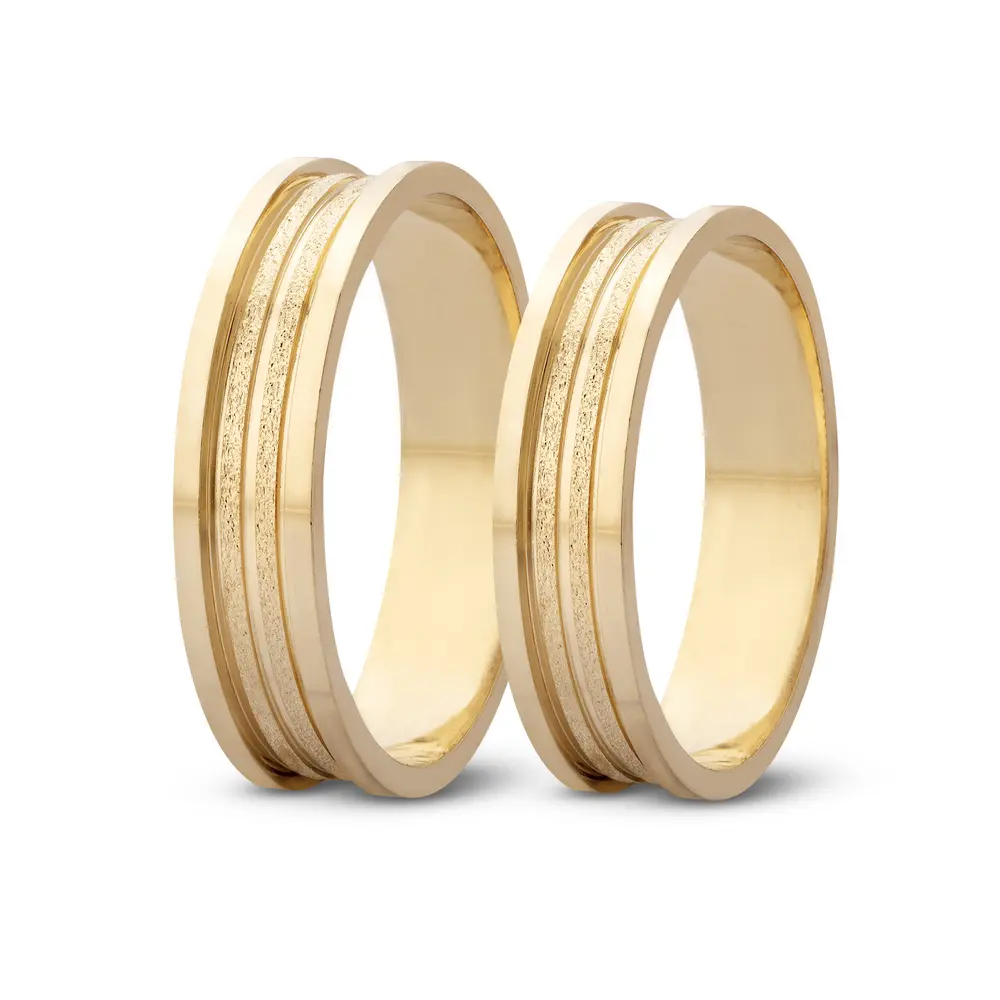 Par de Alianças De Compromisso Vamos Amor - Ouro 18K