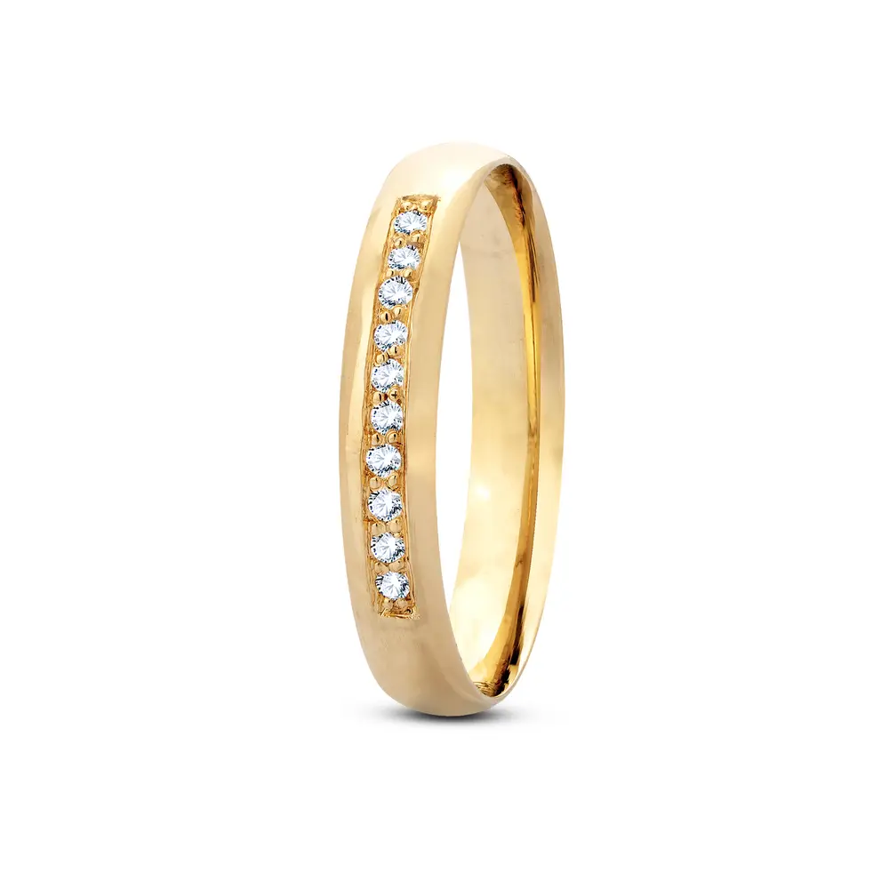 Aliança De Compromisso Romance Com Brilhante - Ouro 18K