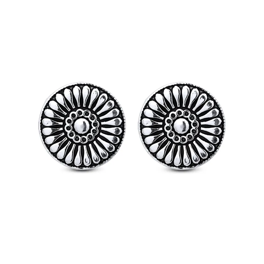 Brinco Prata Envelhecido Mandala Pequeno
