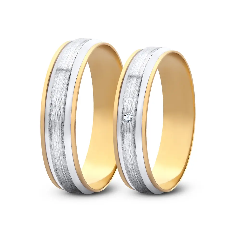 Par de Alianças De Compromisso Seus Olhos - Ouro 18K