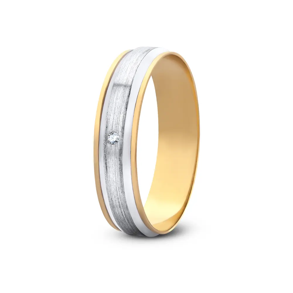 Aliança De Compromisso Seus Olhos Com Brilhante - Ouro 18K