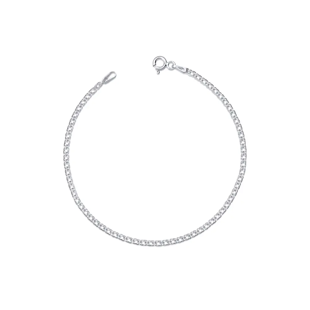 Pulseira Prata Masculina Grumet Dupla 19cm