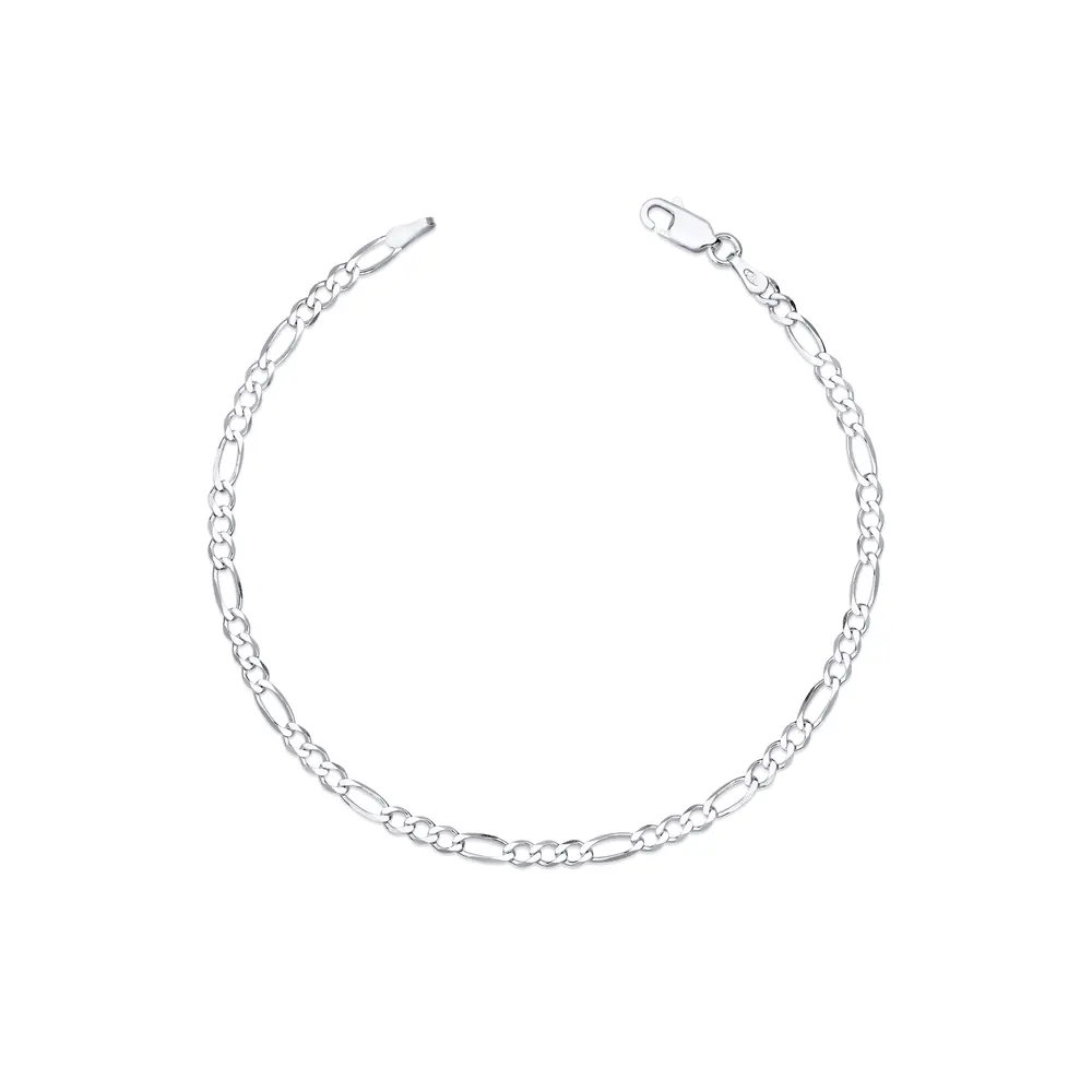 Pulseira Prata Masculina Figaro 20cm 3mm