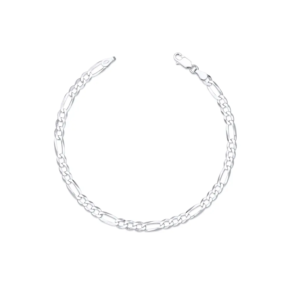 Pulseira Prata Masculina Figaro 20cm 4mm