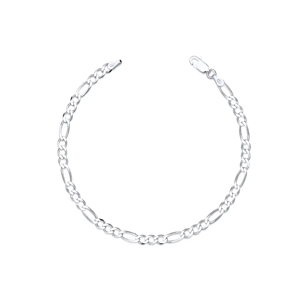 Pulseira Prata Masculina Figaro 20cm 3,8mm