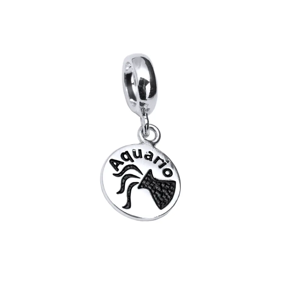 Berloque Prata Envelhecido Signo Aquario