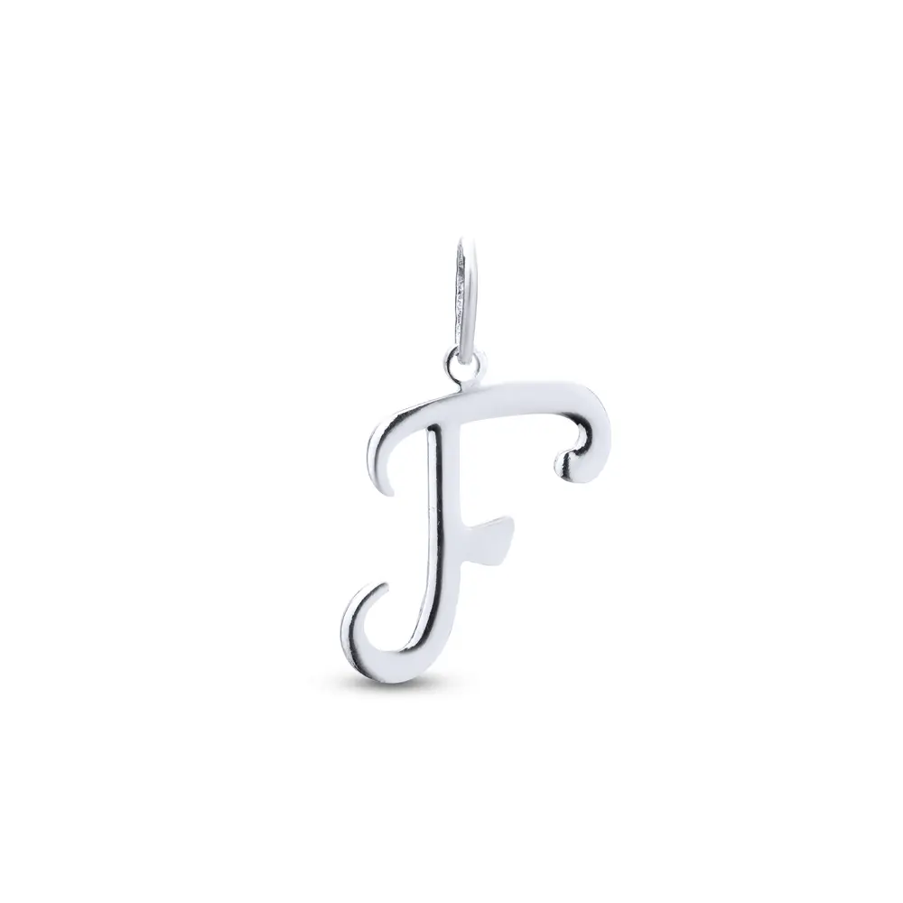 Pingente Prata Letra Liso Letra F