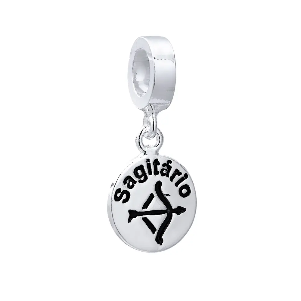 Berloque Prata Envelhecido Signo Sagitario