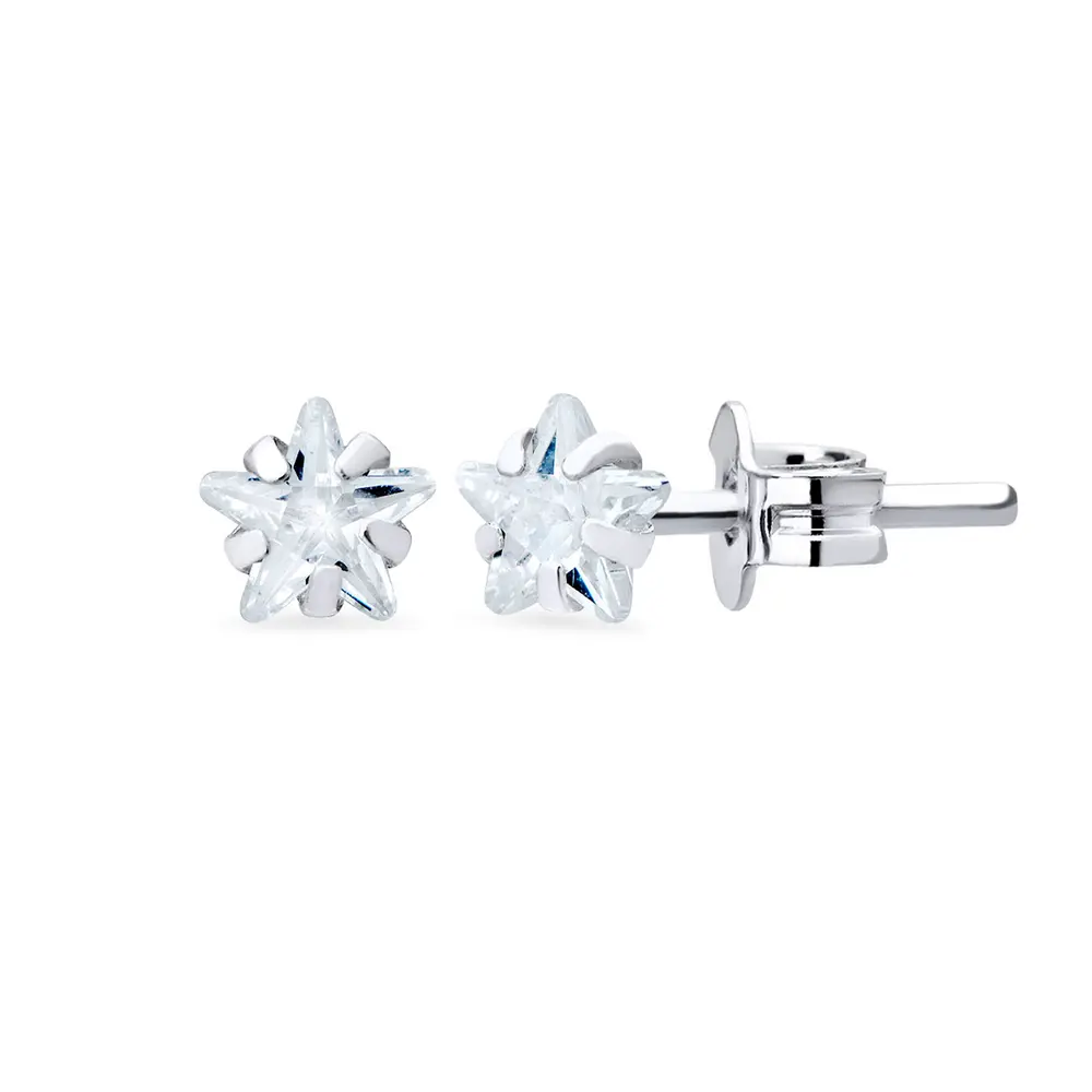 Brinco Prata Top Zircônia Estrela 5mm