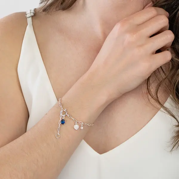 Pulseira Prata Leve Flor Hortênsia