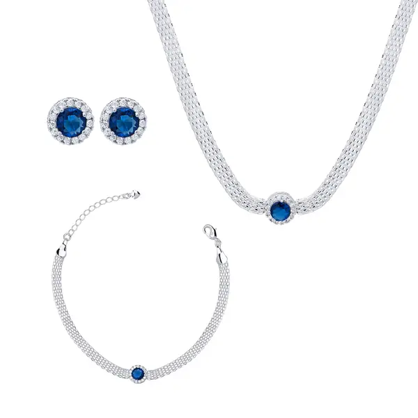 Conjunto Prata Leve Flor Violeta