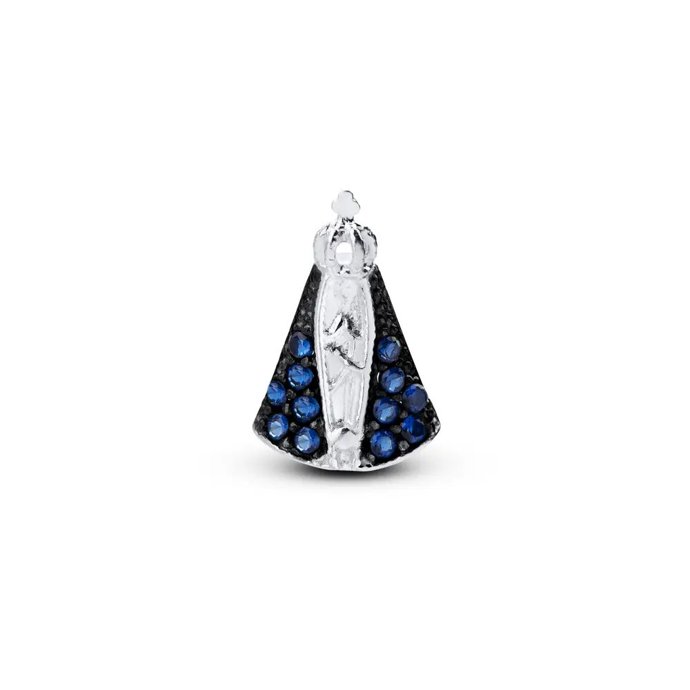 Pingente Prata Nossa Senhora Aparecida Zircônias 14cm