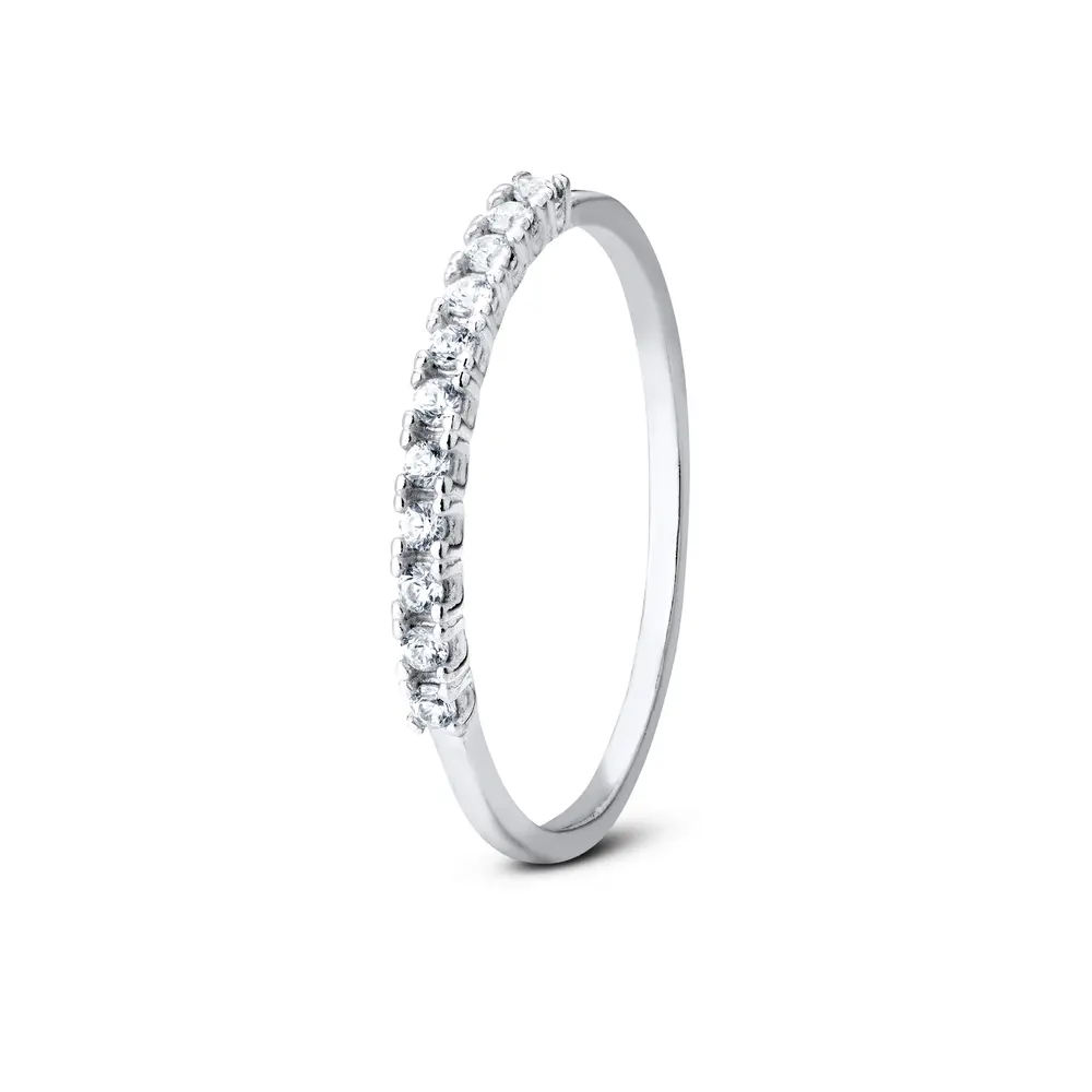 Anel Prata Meia Aliança