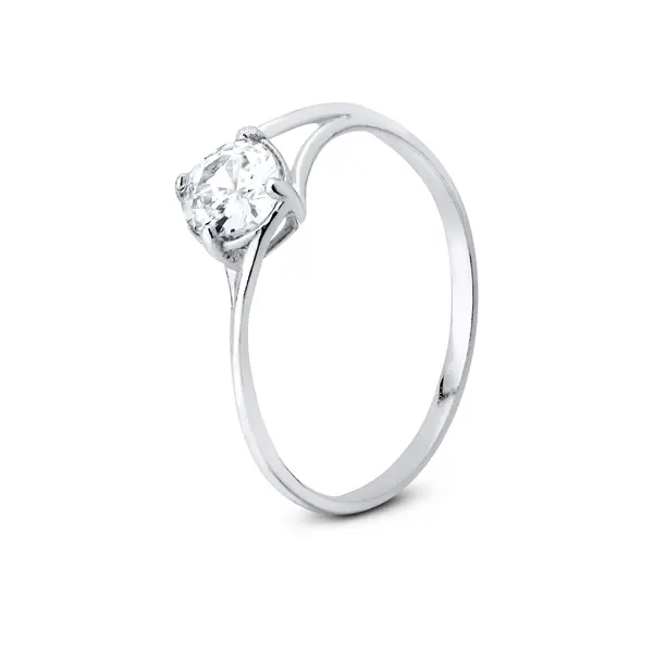 Anel Prata Zircônia Redonda