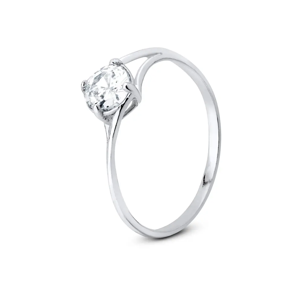 Anel Prata Zircônia Redonda