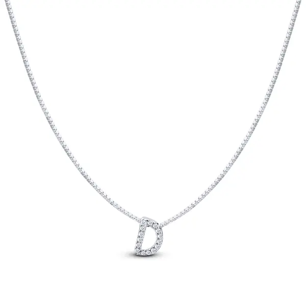Gargantilha Prata Letra Com Zircônias 40cm Letra D