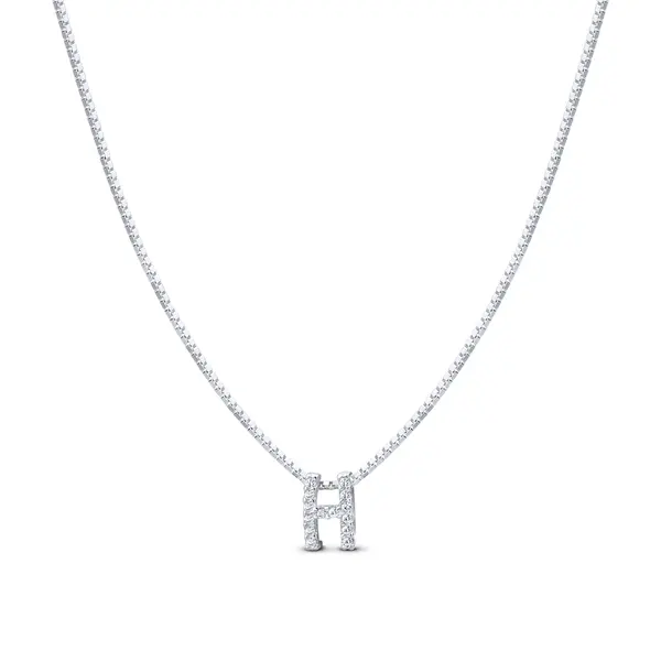 Gargantilha Prata Letra Com Zircônias 40cm Letra H