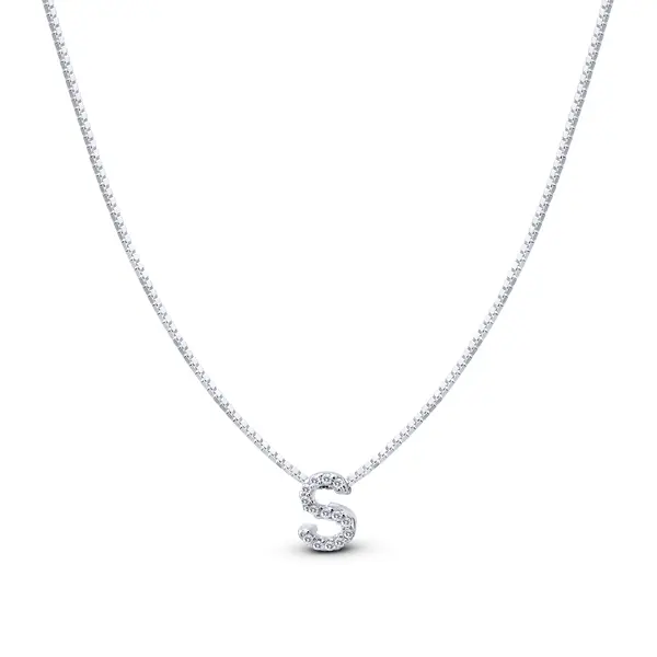 Gargantilha Prata Letra Com Zircônias 40cm Letra S