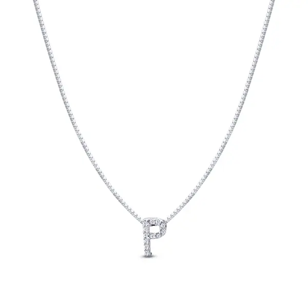 Gargantilha Prata Letra Com Zircônias 40cm Letra P