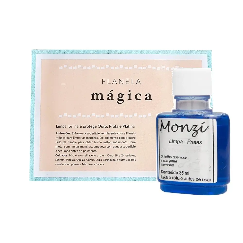 Kit Limpeza Flanela Mágica e Monzi Limpa Pratas