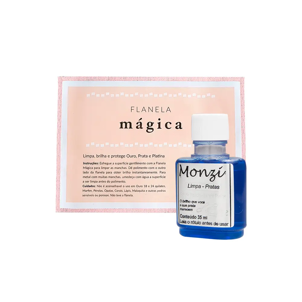 Kit Limpeza Flanela Mágica e Monzi Limpa Pratas