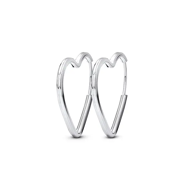 Brinco Argola Prata Coração Médio