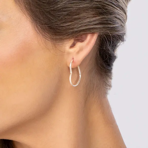 Brinco Argola Prata Coração Médio