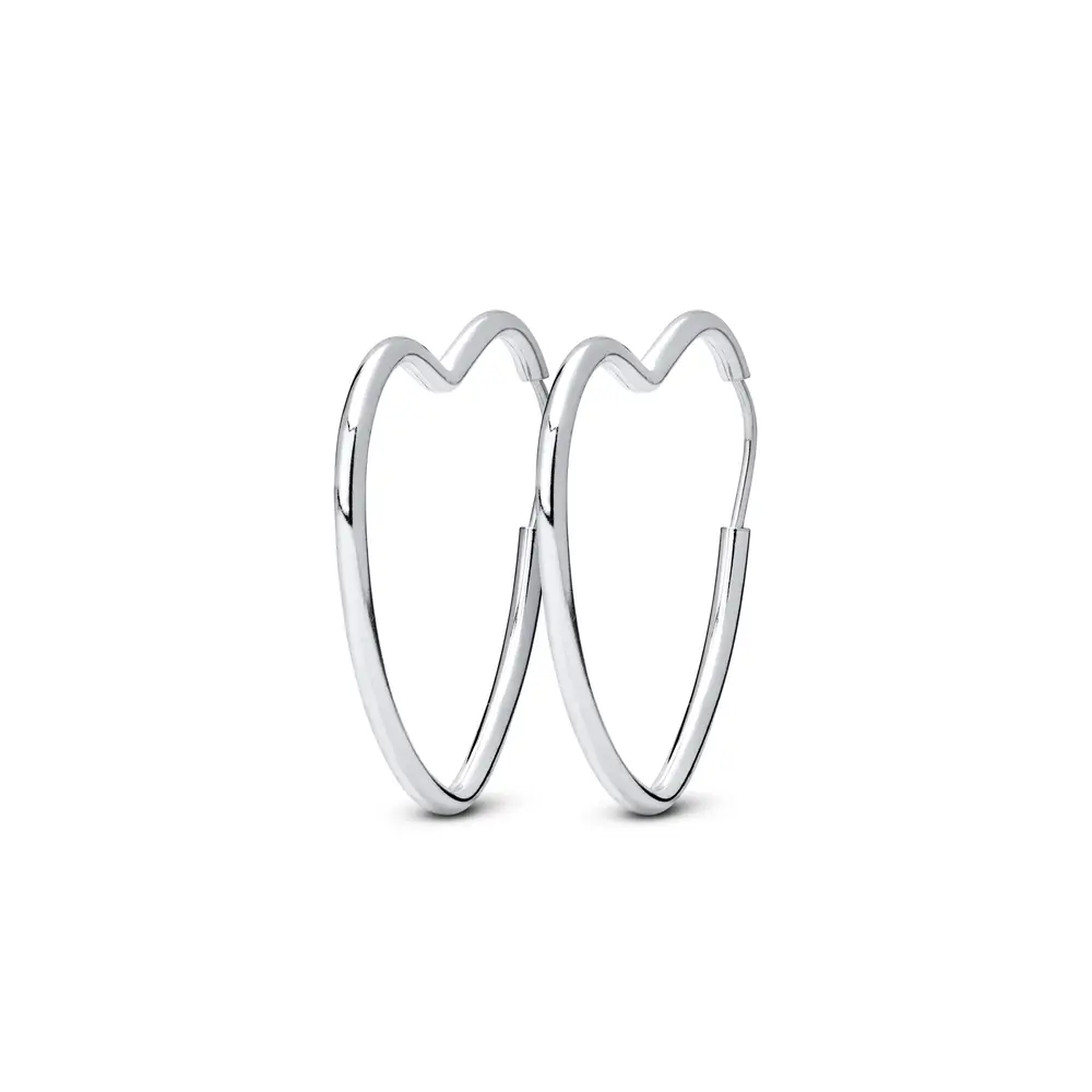 Brinco Argola Prata Coração Médio