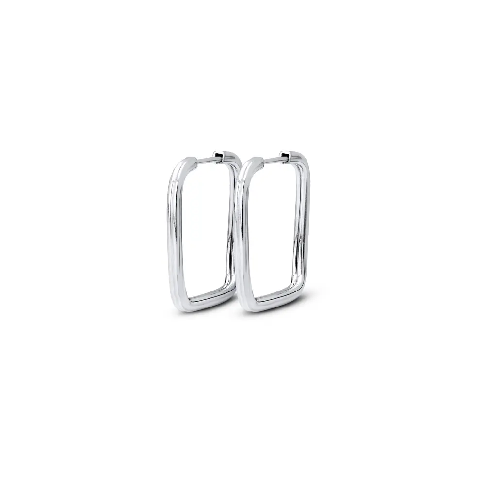 Brinco Prata Argola Quadrada P