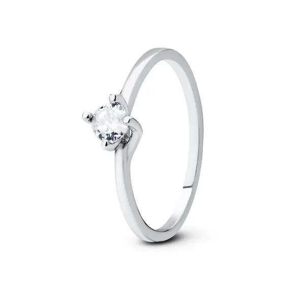 Anel Prata Solitário