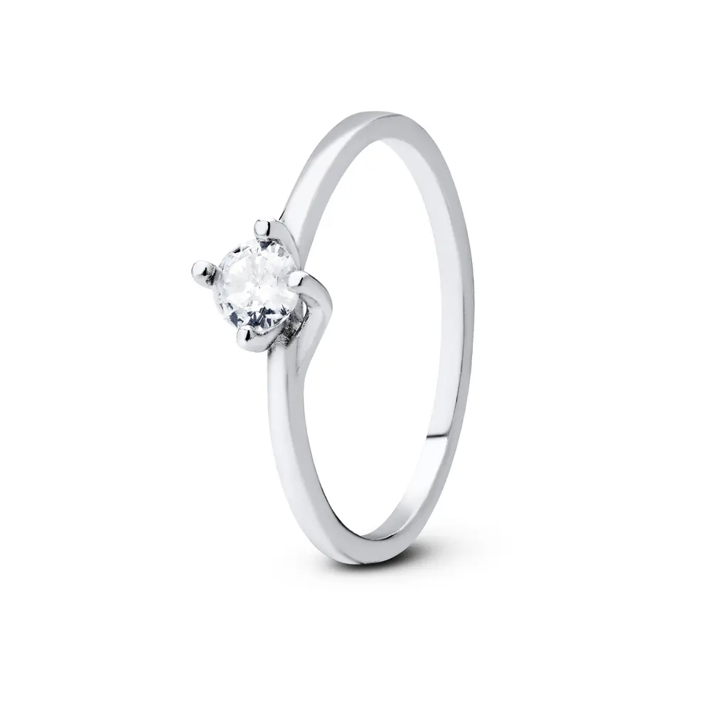 Anel Prata Solitário