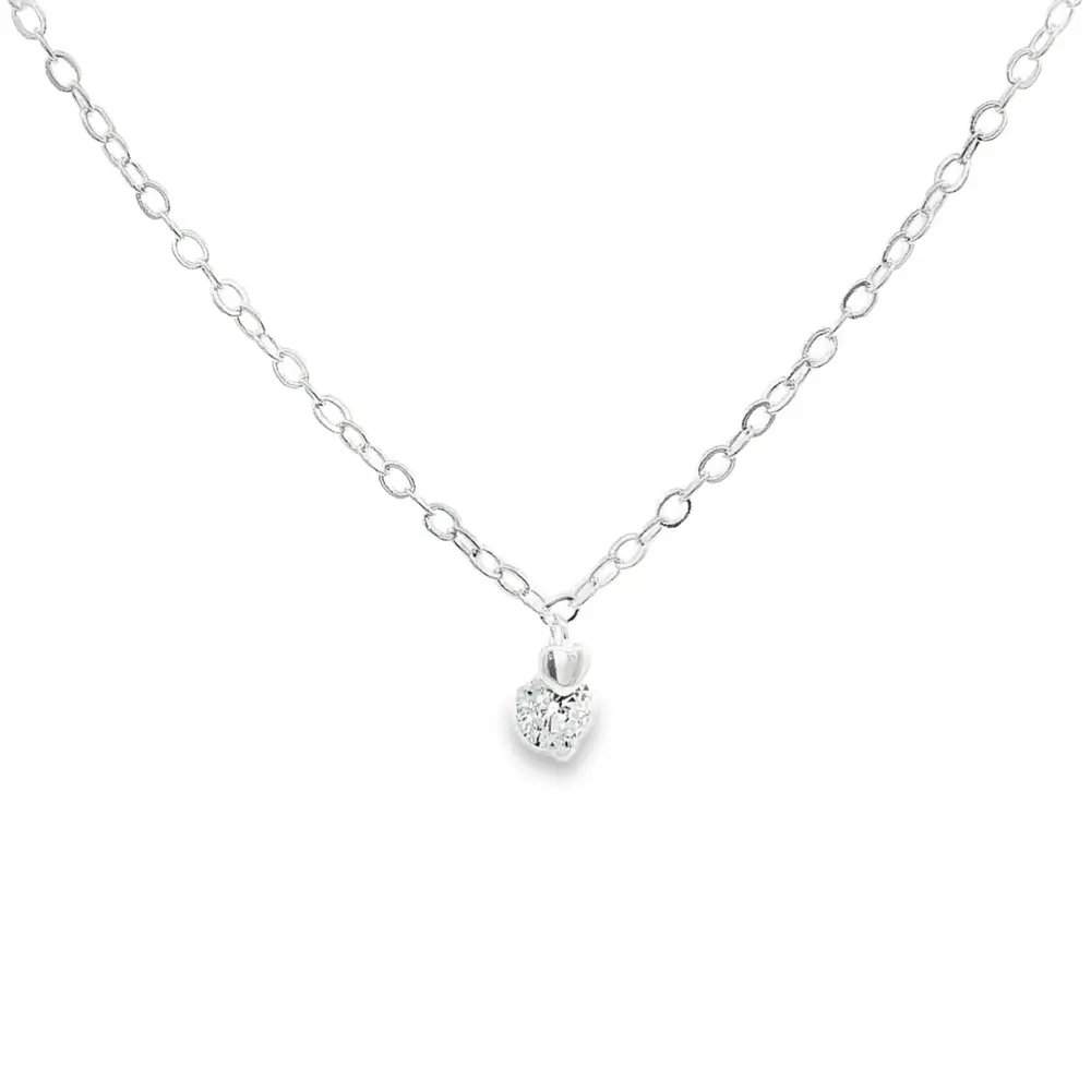 Gargantilha Prata Leve Infantil Coração e Zircônia