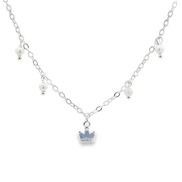 Gargantilha Prata Leve Infantil Coroa Esmaltada Lilás