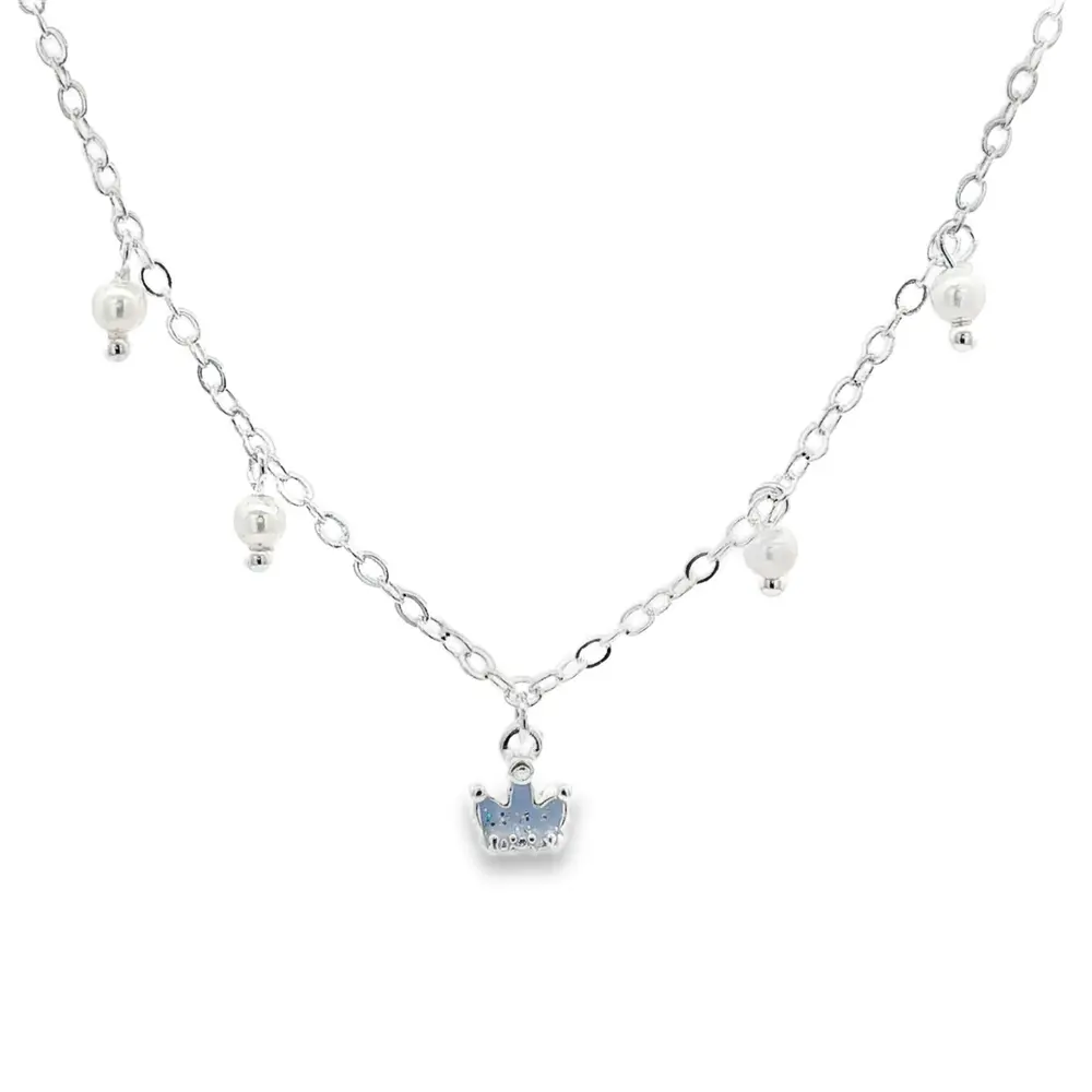 Gargantilha Prata Leve Infantil Coroa Esmaltada Lilás