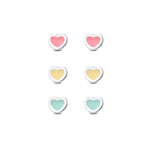 Brinco Prata Leve Infantil Trio Corações